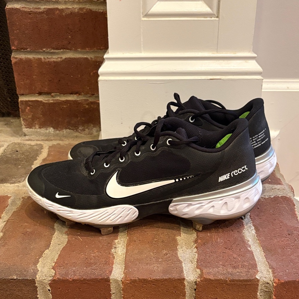 Nike React Black and White Men's Athletic Shoes baseball cleats